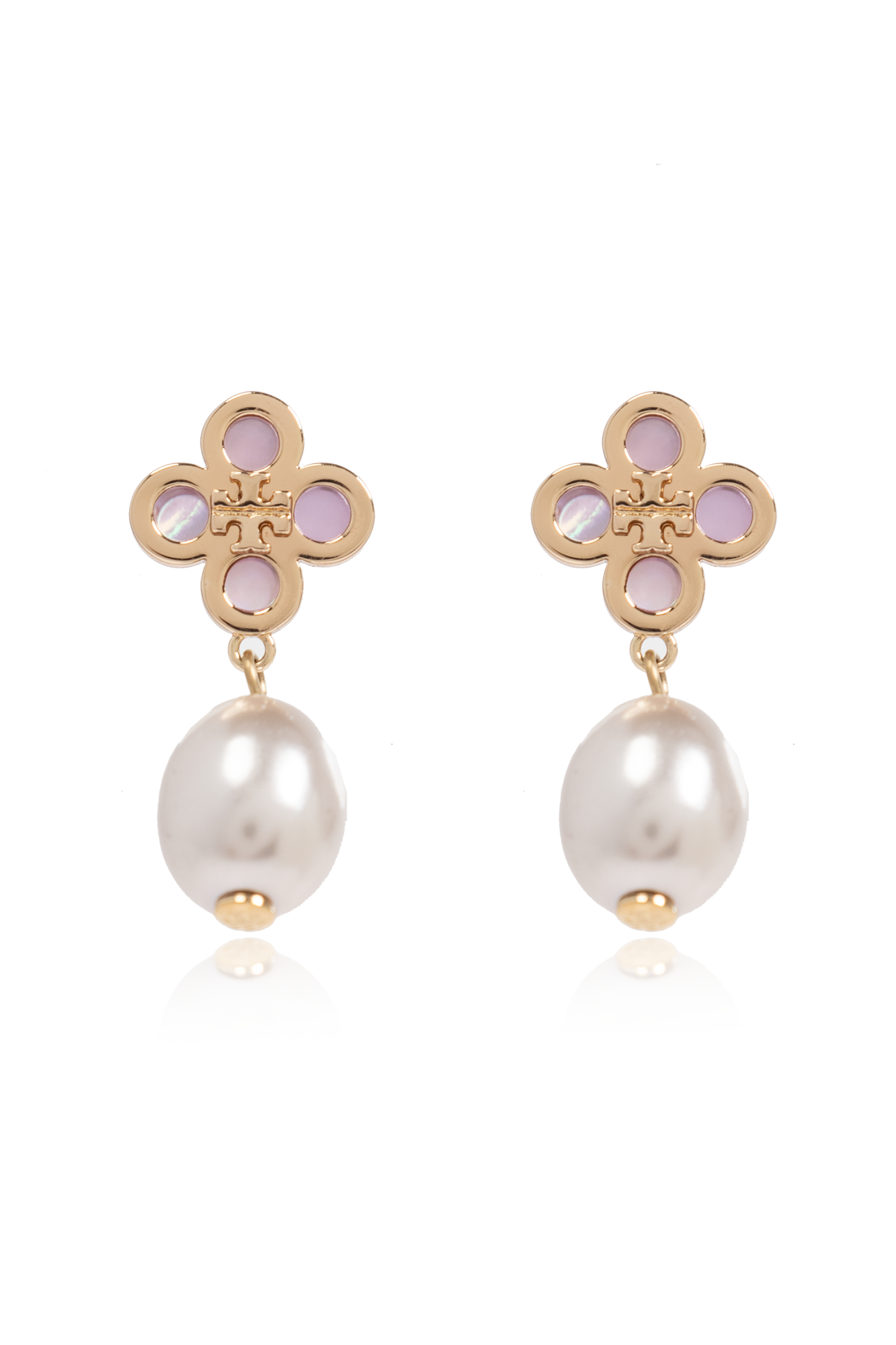 【Tory Burch 】キラ・ハギーピアス ゴールド/ピンクスノー Gold 'Kira' Earrings Tory Burch - Vitkac AS